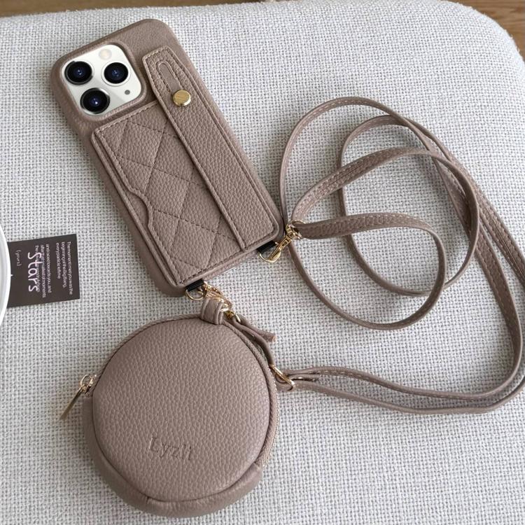 Custodia per telefono in PU con cinturino a motivo a rombi, scomparto per carte e piccolo portafoglio., For iPhone 11 Pro