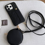 Custodia per telefono in PU con cinturino a motivo a rombi, scomparto per carte e piccolo portafoglio., For iPhone 11 Pro