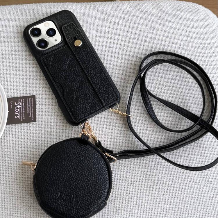 Custodia per telefono in PU con cinturino a motivo a rombi, scomparto per carte e piccolo portafoglio., For iPhone 11 Pro