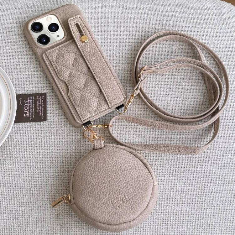 Custodia per telefono in PU con cinturino a motivo a rombi, scomparto per carte e piccolo portafoglio., For iPhone 11 Pro