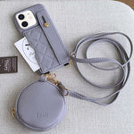 Custodia per telefono in PU con cinturino a motivo a rombi, scomparto per carte e piccolo portafoglio., For iPhone 11 Pro Max, For iPhone 11