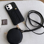 Custodia per telefono in PU con cinturino a motivo a rombi, scomparto per carte e piccolo portafoglio., For iPhone 11 Pro Max, For iPhone 11