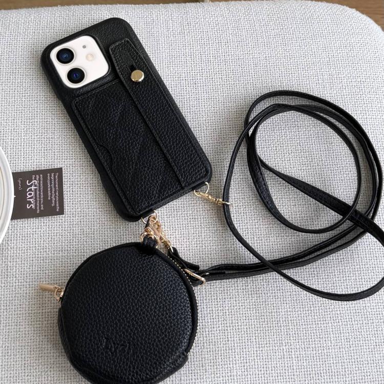 Custodia per telefono in PU con cinturino a motivo a rombi, scomparto per carte e piccolo portafoglio., For iPhone 11 Pro Max, For iPhone 11