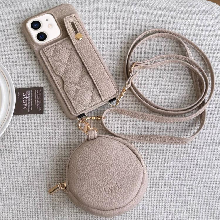 Custodia per telefono in PU con cinturino a motivo a rombi, scomparto per carte e piccolo portafoglio., For iPhone 11 Pro Max, For iPhone 11