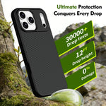 Custodia per telefono magnetica antiurto in TPU con texture effetto fibra di carbonio e bordi morbidi in TPU., For iPhone 17 Pro Max, For iPhone 17 Pro, For iPhone 17, For iPhone 16 Pro Max