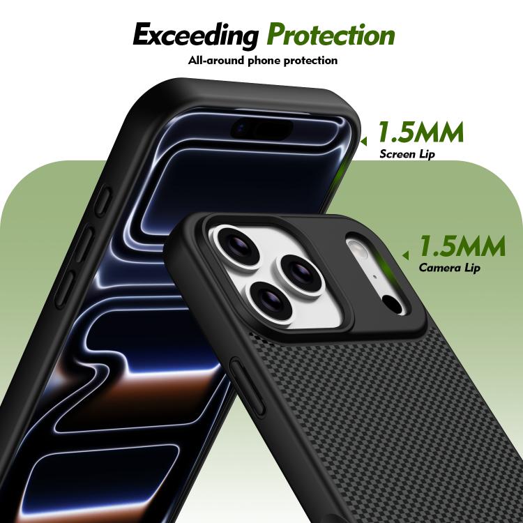 Custodia per telefono magnetica antiurto in TPU con texture effetto fibra di carbonio e bordi morbidi in TPU., For iPhone 17 Pro Max, For iPhone 17 Pro, For iPhone 17, For iPhone 16 Pro Max