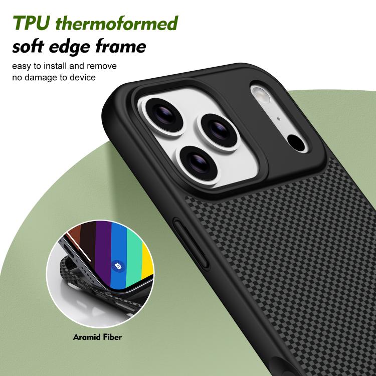 Custodia per telefono magnetica antiurto in TPU con texture effetto fibra di carbonio e bordi morbidi in TPU., For iPhone 17 Pro Max, For iPhone 17 Pro, For iPhone 17, For iPhone 16 Pro Max