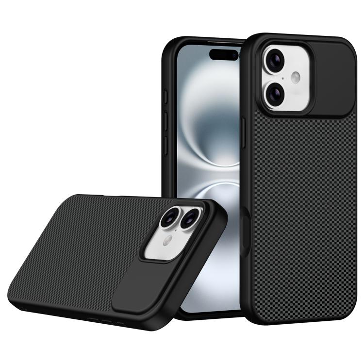 Custodia per telefono magnetica antiurto in TPU con texture effetto fibra di carbonio e bordi morbidi in TPU., For iPhone 16 Pro, For iPhone 16