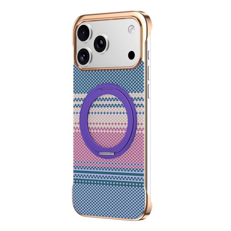 Custodia magnetica per telefono senza cornice in Kevlar galvanizzato con rotazione a 360 gradi., For iPhone 17 Pro Max, For iPhone 17 Pro, For iPhone 17, For iPhone 16 Pro Max