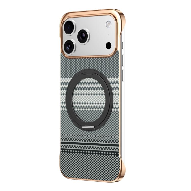 Custodia magnetica per telefono senza cornice in Kevlar galvanizzato con rotazione a 360 gradi., For iPhone 17 Pro Max, For iPhone 17 Pro, For iPhone 17, For iPhone 16 Pro Max