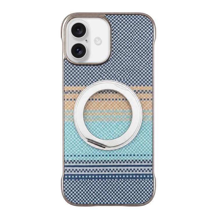 Custodia magnetica per telefono senza cornice in Kevlar galvanizzato con rotazione a 360 gradi., For iPhone 16 Pro, For iPhone 16, For iPhone 15 Pro Max, For iPhone 15 Pro