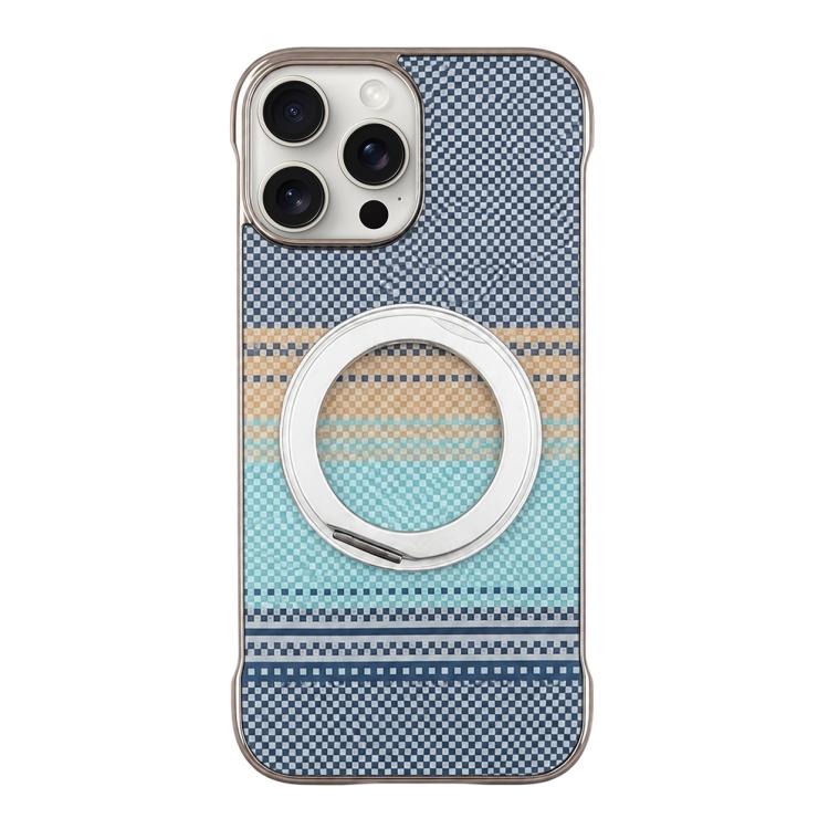 Custodia magnetica per telefono senza cornice in Kevlar galvanizzato con rotazione a 360 gradi., For iPhone 16 Pro, For iPhone 16, For iPhone 15 Pro Max, For iPhone 15 Pro