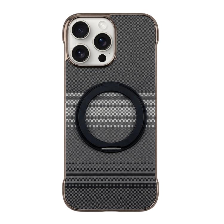 Custodia magnetica per telefono senza cornice in Kevlar galvanizzato con rotazione a 360 gradi., For iPhone 16 Pro, For iPhone 16, For iPhone 15 Pro Max, For iPhone 15 Pro