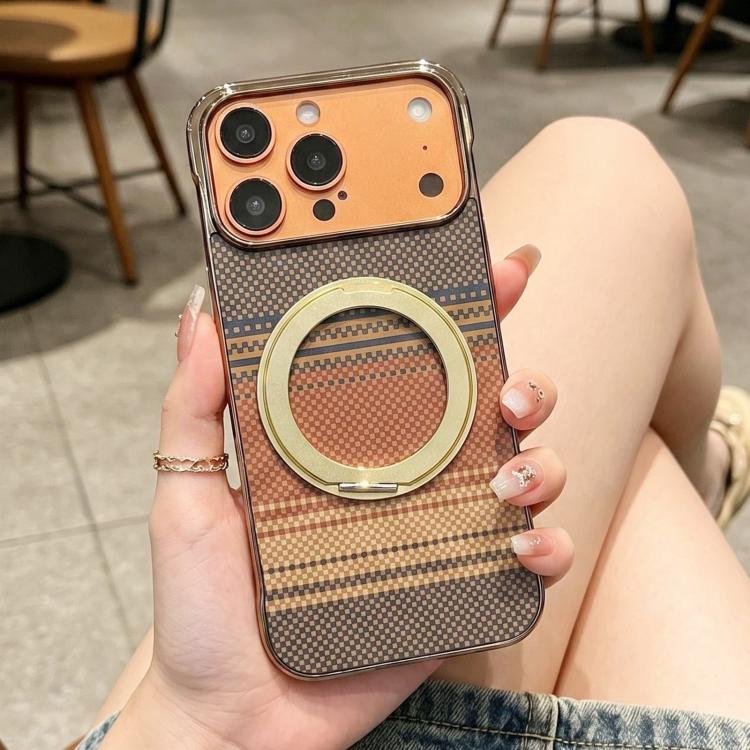 Custodia magnetica per telefono senza cornice in Kevlar galvanizzato con rotazione a 360 gradi., For iPhone 15, For iPhone 14, For iPhone 14 Pro, For iPhone 14 Pro Max