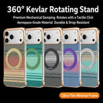 Custodia magnetica per telefono senza cornice in Kevlar galvanizzato con rotazione a 360 gradi., For iPhone 15, For iPhone 14, For iPhone 14 Pro, For iPhone 14 Pro Max