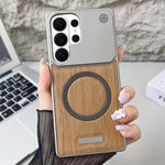Custodia magnetica antiurto per telefono in PC con effetto legno., For Galaxy S26+ 5G, For Galaxy S26 Ultra 5G, For Galaxy S26 5G, For Galaxy S24 5G / S25 5G