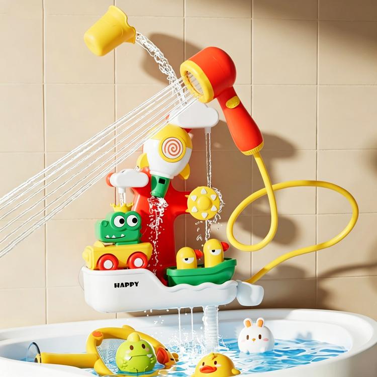 Set di giocattoli interattivi a forma di paperella per il bagnetto del bambino, ideale per giocare con l'acqua e fare la doccia., Battery, Rechargeable, Manual Version without Sprinkler