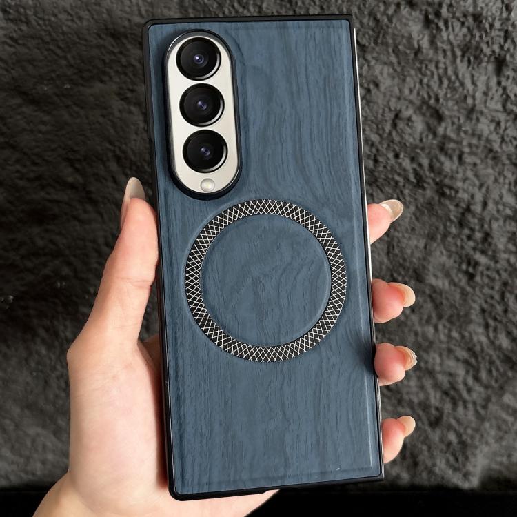 Custodia magnetica antiurto per telefono in PC con effetto legno., For Galaxy Z Fold3 5G