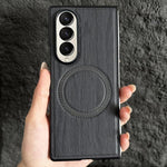 Custodia magnetica antiurto per telefono in PC con effetto legno., For Galaxy Z Fold3 5G