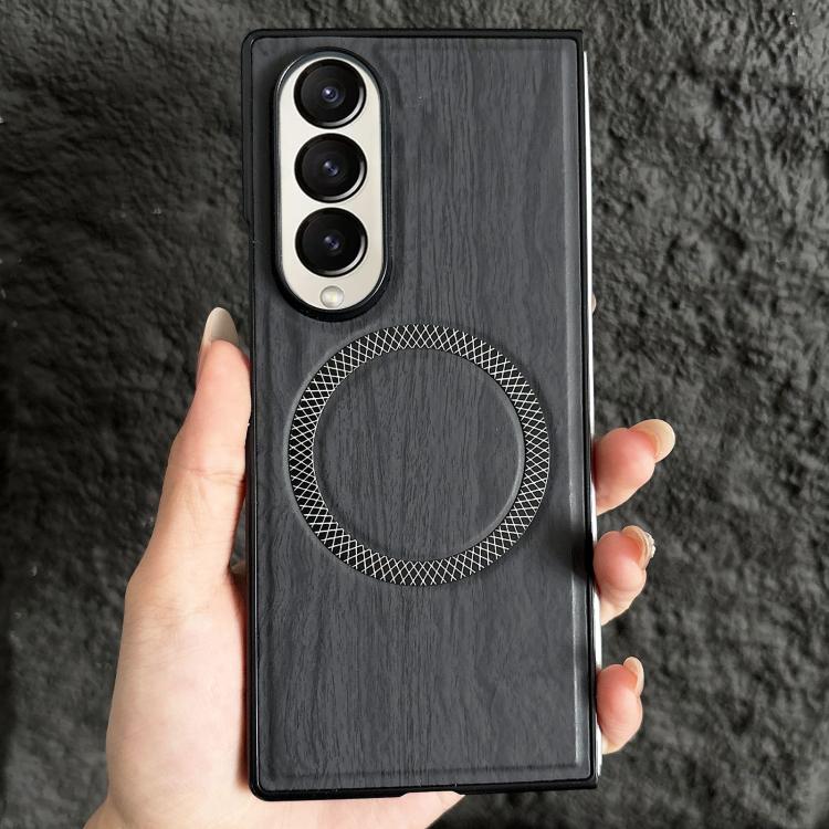 Custodia magnetica antiurto per telefono in PC con effetto legno., For Galaxy Z Fold3 5G