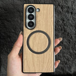 Custodia magnetica antiurto per telefono in PC con effetto legno., For Galaxy Z Fold7 5G, For Galaxy Z Fold6, For Galaxy Z Fold5, For Galaxy Z Fold4