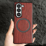Custodia magnetica antiurto per telefono in PC con effetto legno., For Galaxy Z Fold7 5G, For Galaxy Z Fold6, For Galaxy Z Fold5, For Galaxy Z Fold4