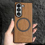 Custodia magnetica antiurto per telefono in PC con effetto legno., For Galaxy Z Fold7 5G, For Galaxy Z Fold6, For Galaxy Z Fold5, For Galaxy Z Fold4