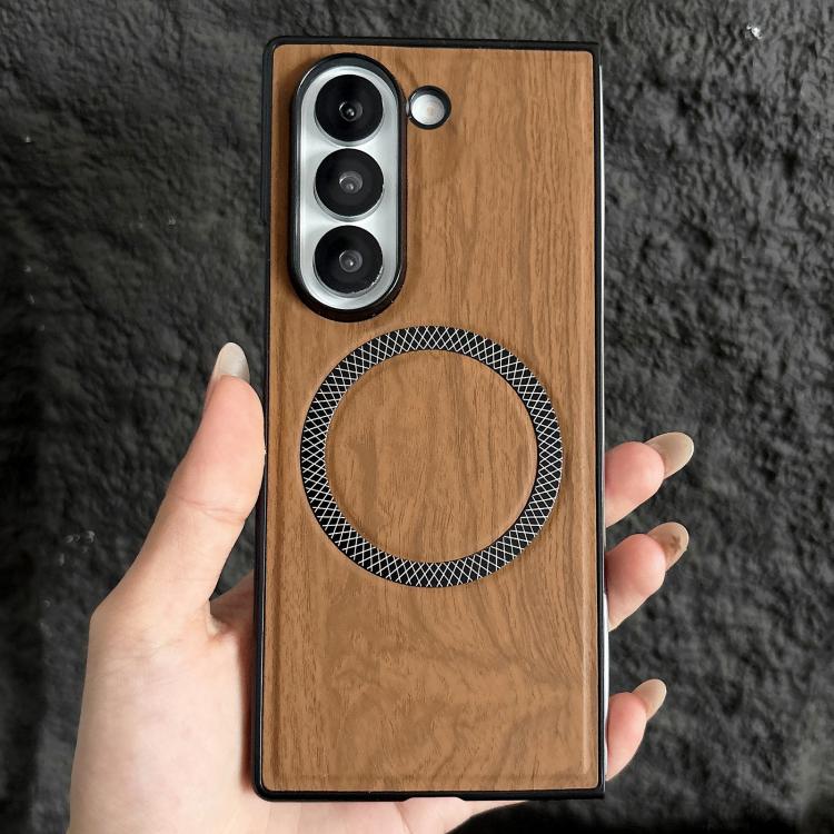 Custodia magnetica antiurto per telefono in PC con effetto legno., For Galaxy Z Fold7 5G, For Galaxy Z Fold6, For Galaxy Z Fold5, For Galaxy Z Fold4