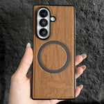 Custodia magnetica antiurto per telefono in PC con effetto legno., For Galaxy Z Fold7 5G, For Galaxy Z Fold6, For Galaxy Z Fold5, For Galaxy Z Fold4