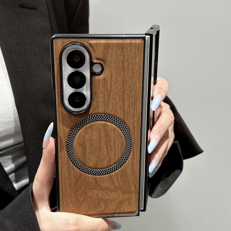Custodia magnetica antiurto per telefono in PC con effetto legno., For Galaxy Z Fold7 5G, For Galaxy Z Fold6, For Galaxy Z Fold5, For Galaxy Z Fold4
