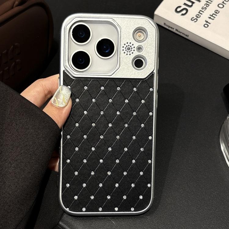 Custodia per telefono in ecopelle con texture a griglia PC galvanizzata, For iPhone 17 Pro Max, For iPhone 17 Pro, For iPhone 17, For iPhone 16 Pro Max, For iPhone 16 Pro, For iPhone 16 Plus