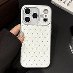 Custodia per telefono in ecopelle con texture a griglia PC galvanizzata, For iPhone 17 Pro Max, For iPhone 17 Pro, For iPhone 17, For iPhone 16 Pro Max, For iPhone 16 Pro, For iPhone 16 Plus
