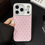 Custodia per telefono in ecopelle con texture a griglia PC galvanizzata, For iPhone 17 Pro Max, For iPhone 17 Pro, For iPhone 17, For iPhone 16 Pro Max, For iPhone 16 Pro, For iPhone 16 Plus