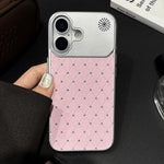 Custodia per telefono in ecopelle con texture a griglia PC galvanizzata, For iPhone 17 Pro Max, For iPhone 17 Pro, For iPhone 17, For iPhone 16 Pro Max, For iPhone 16 Pro, For iPhone 16 Plus