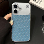 Custodia per telefono in ecopelle con texture a griglia PC galvanizzata, For iPhone 16, For iPhone 15 Pro Max, For iPhone 15 Pro, For iPhone 15 Plus / 14 Plus, For iPhone 15, For iPhone 14 / 13