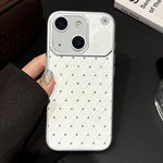 Custodia per telefono in ecopelle con texture a griglia PC galvanizzata, For iPhone 16, For iPhone 15 Pro Max, For iPhone 15 Pro, For iPhone 15 Plus / 14 Plus, For iPhone 15, For iPhone 14 / 13