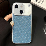 Custodia per telefono in ecopelle con texture a griglia PC galvanizzata, For iPhone 16, For iPhone 15 Pro Max, For iPhone 15 Pro, For iPhone 15 Plus / 14 Plus, For iPhone 15, For iPhone 14 / 13