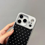 Custodia per telefono in ecopelle con texture a griglia PC galvanizzata, For iPhone 16, For iPhone 15 Pro Max, For iPhone 15 Pro, For iPhone 15 Plus / 14 Plus, For iPhone 15, For iPhone 14 / 13