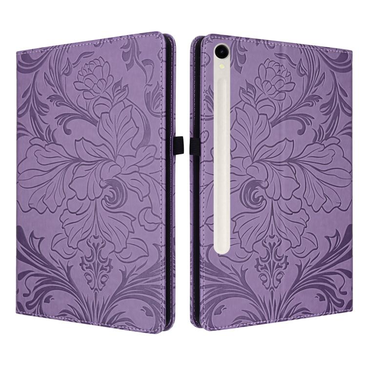Custodia per tablet in ecopelle con motivo floreale in rilievo, For Galaxy Tab S10 Lite, For Galaxy Tab S10 / S9 FE, For Galaxy Tab S10 FE+, For Galaxy Tab S9 FE+/S10+/S9+