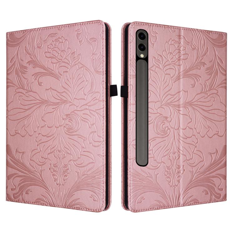 Custodia per tablet in ecopelle con motivo floreale in rilievo, For Galaxy Tab S10 Lite, For Galaxy Tab S10 / S9 FE, For Galaxy Tab S10 FE+, For Galaxy Tab S9 FE+/S10+/S9+