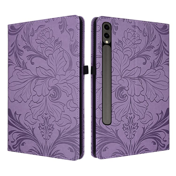 Custodia per tablet in ecopelle con motivo floreale in rilievo, For Galaxy Tab S10 Lite, For Galaxy Tab S10 / S9 FE, For Galaxy Tab S10 FE+, For Galaxy Tab S9 FE+/S10+/S9+
