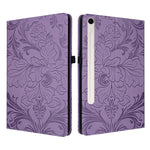 Custodia per tablet in ecopelle con motivo floreale in rilievo, For Galaxy Tab S10 Lite, For Galaxy Tab S10 / S9 FE, For Galaxy Tab S10 FE+, For Galaxy Tab S9 FE+/S10+/S9+