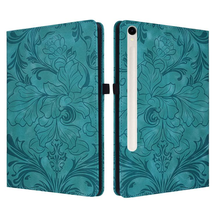 Custodia per tablet in ecopelle con motivo floreale in rilievo, For Galaxy Tab S10 Lite, For Galaxy Tab S10 / S9 FE, For Galaxy Tab S10 FE+, For Galaxy Tab S9 FE+/S10+/S9+