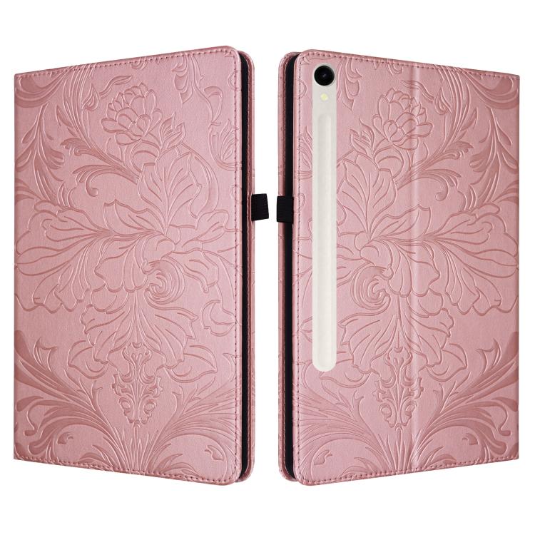 Custodia per tablet in ecopelle con motivo floreale in rilievo, For Galaxy Tab S10 Lite, For Galaxy Tab S10 / S9 FE, For Galaxy Tab S10 FE+, For Galaxy Tab S9 FE+/S10+/S9+