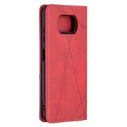 Custodia in pelle magnetica a rotazione orizzontale con struttura a rombo con supporto e slot per schede, For Xiaomi Mi Poco X3