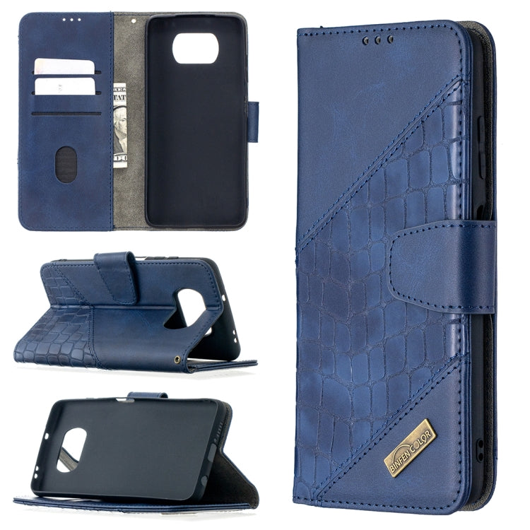 Custodia in pelle sintetica a vibrazione orizzontale con trama in coccodrillo abbinata con portafoglio, supporto e slot per carte, For Xiaomi Mi Poco X3