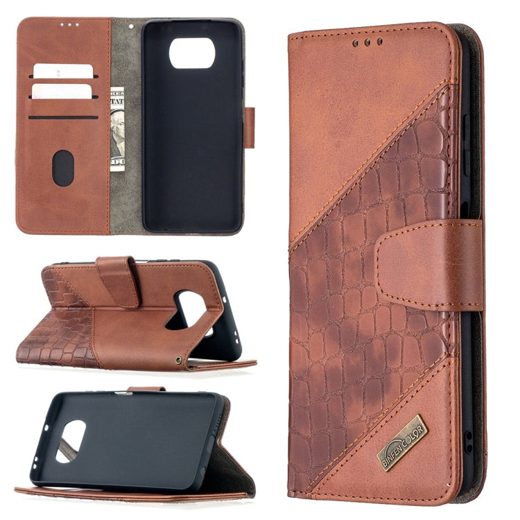 Custodia in pelle sintetica a vibrazione orizzontale con trama in coccodrillo abbinata con portafoglio, supporto e slot per carte, For Xiaomi Mi Poco X3