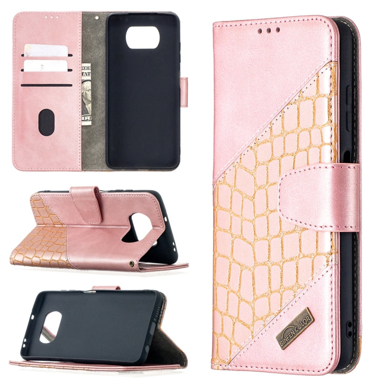 Custodia in pelle sintetica a vibrazione orizzontale con trama in coccodrillo abbinata con portafoglio, supporto e slot per carte, For Xiaomi Mi Poco X3
