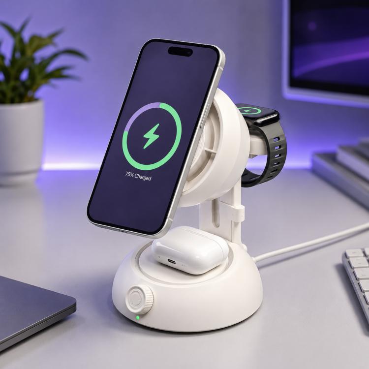 YT50 versione con ventola da 25 W, caricabatterie wireless magnetico 3 in 1 ad alta velocità.
