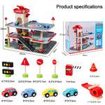 Simulazione di parcheggio a 3 livelli in legno per giochi di ruolo per bambini.